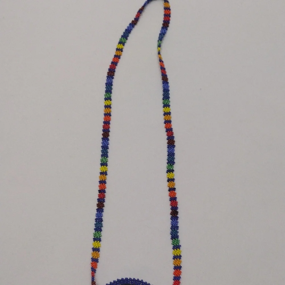 Beaded Pouch Pocket Necklace Colorful Sun - Picture 6 of 8